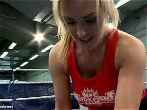 Tanya Tate with steamy babe struggling in the ring